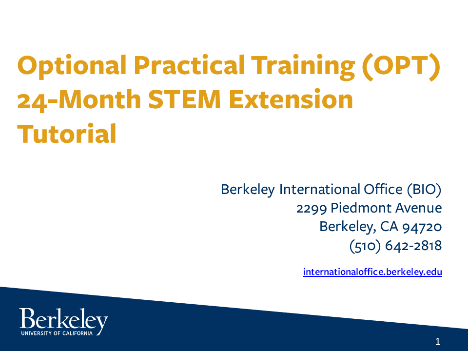 STEM OPT 24-Month Extension  Berkeley International Office