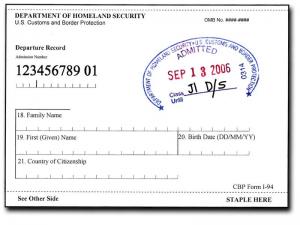 Paper Form I-94